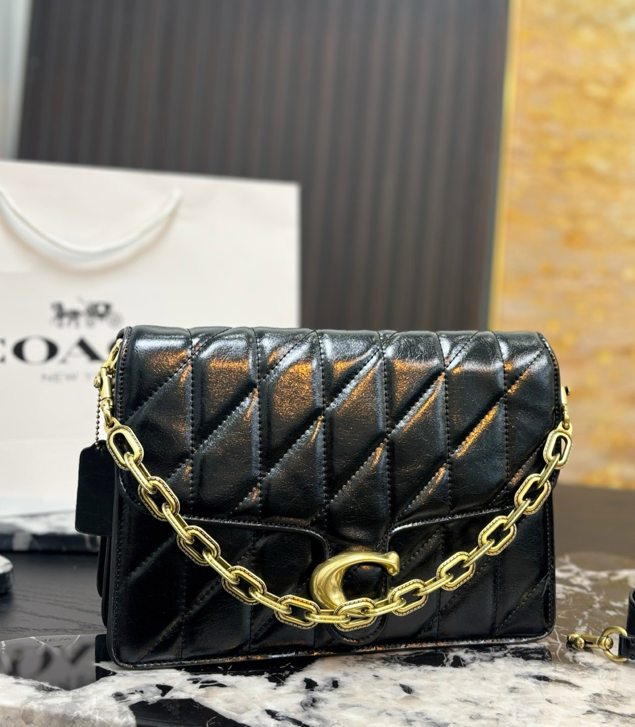 COACH Chain Tabby Quilted Chain Bag - Brown, M