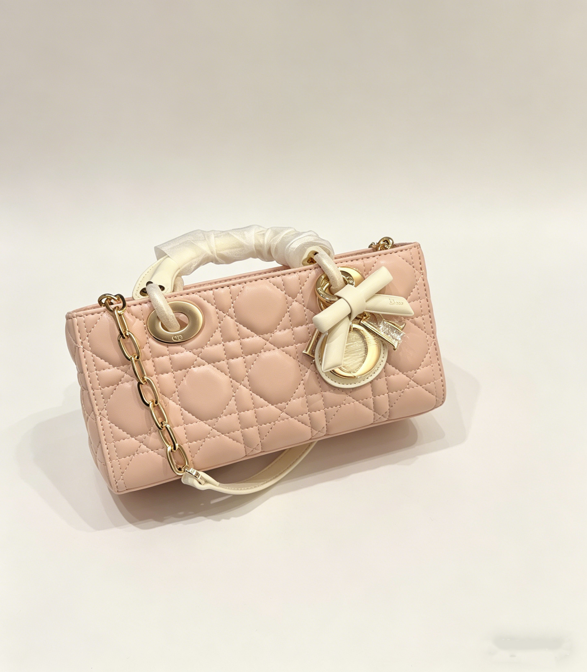 The Dior Lady cross-body color-block bowknot duffle bag